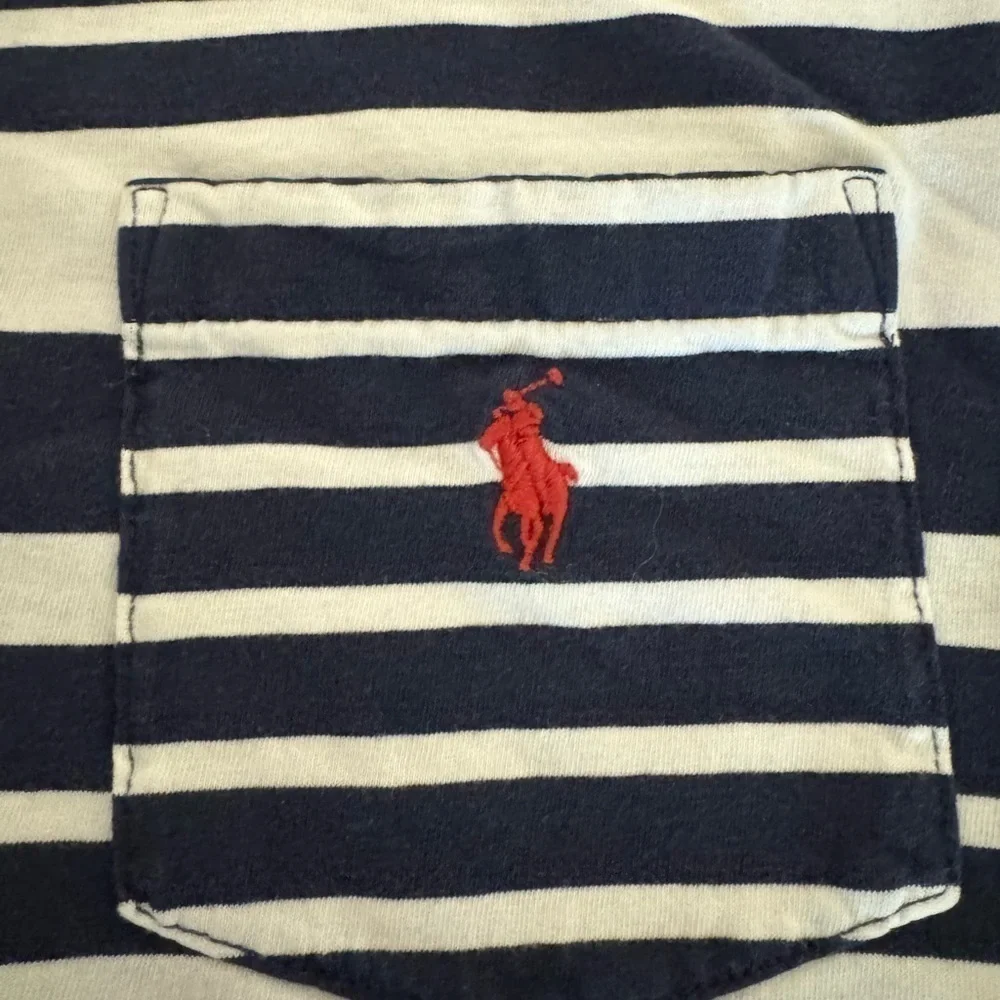 POLO Ralph lauren striped T shirt with pocket   Size XL